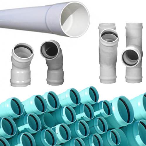 variety of C900 DR14 Pipe, SDR 21 pipe, waterline insert fittings in PVC for plumbing 